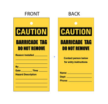 Load image into Gallery viewer, Yellow Tags Caution Tag,2.6" X 5.60" In, Pk 100 Barricade Cardstock Paper Tag
