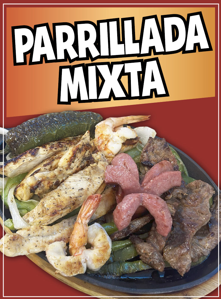 Parrillada Mixta Decal Window Sticker Mexican Food Truck Concession Vinyl Restaurant Comida Parrillada Mixta