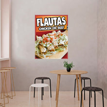 Load image into Gallery viewer, Flautas Sticker Window Decal Truck Concession Vinyl Restaurant Wall poster Sticker Food Decal Flautas Signs
