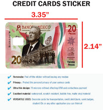 Load image into Gallery viewer, AMLO - Credit Card Skin Cover Vinyl Stickers (4 Pack) - Mexican PRESIDENT 20 Pesos Red
