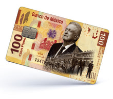 Load image into Gallery viewer, AMLO - Credit Card Skin Cover Vinyl Stickers (4 Pack) - Mexican PRESIDENT 100 Pesos Red
