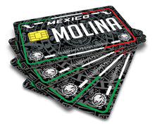 Load image into Gallery viewer, Molina Credit Card Skin Cover Vinyl Stickers (4 Pack) -Mexican Decal Mexico Car Plate adhesive Molina
