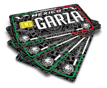 Load image into Gallery viewer, Garza Credit Card Skin Cover Vinyl Stickers (4 Pack) -Mexican Decal Mexico Car Plate adhesive Garza

