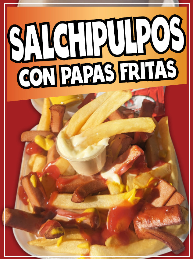 Salchipulpos con Papas Fritas Sticker Window Decal Truck Concession Vinyl Restaurant Wall poster Sticker Food Decal