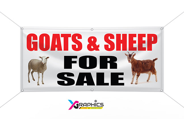 Goats & Sheep for sale Vinyl Banner advertising Sign Full color any size Indoor Outdoor Advertising Vinyl Sign With Metal Grommets farm