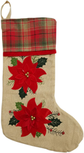 Load image into Gallery viewer, Personalized Christmas stocking embroidered, Christmas stocking, personalised stocking, name stocking, christmas gift Poinsettia Beige
