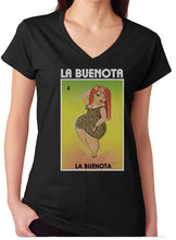 Load image into Gallery viewer, La Buenota Loteria V-Neck Mexican Bingo  Short Sleeve Shirt Women&#39;s
