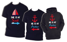 Load image into Gallery viewer, Couples Matching Shirt My Sail Anchor Boat Yatch TSHIRT / HOODIE Wife Husband Matching
