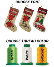 Load image into Gallery viewer, Personalized Christmas stocking embroidered, Christmas stocking, personalised stocking, name stocking, christmas gift Poinsettia Beige
