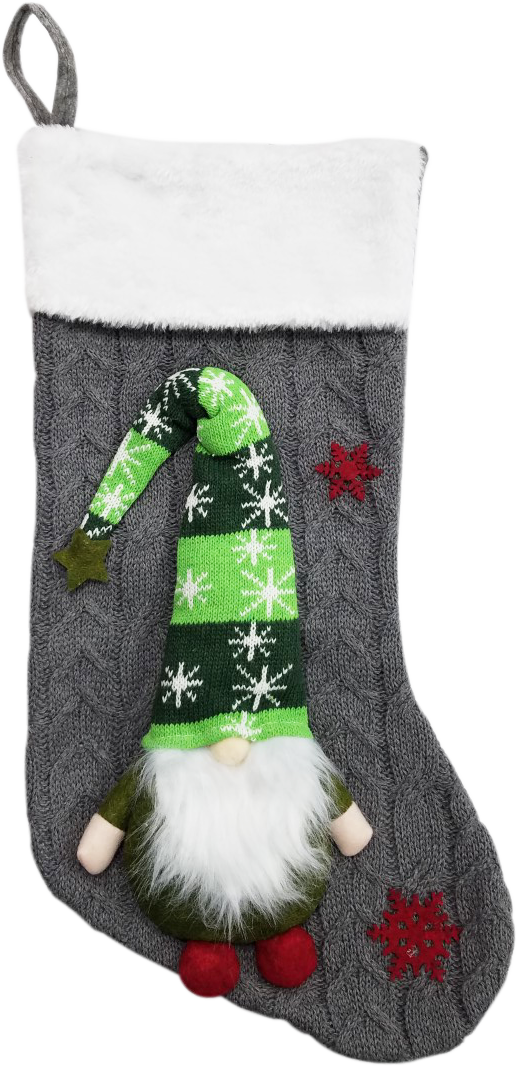 Personalized Christmas stocking embroidered, Knitted Rudolph, christmas gift