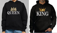 Load image into Gallery viewer, King and Queen HOODIE Matching Hoodie for Couples dating, love Black His and Her matching Love boyfriends
