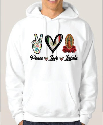 Peace, Love, Lupita Shirt, Guadalupe Shirt, Virgin Mary Hoodie