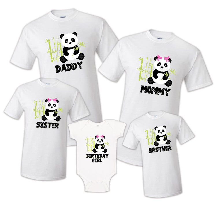 Family Matching Panda Birthday Party T-shirts Shirt Celebration Reunion Kids Boy