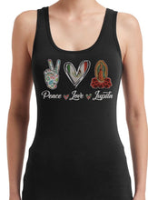 Load image into Gallery viewer, Peace, Love, Lupita Shirt, Guadalupe Shirt, Virgin Mary Tank Top,
