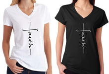 Load image into Gallery viewer, Faith V-Neck/Tank Top, Jesus, Christian Shirt, Faith Shirt, Vertical Cross, Cross, Faith
