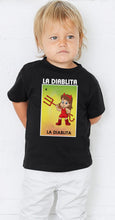 Load image into Gallery viewer, La Diablita Loteria T-Shirt Mexican Bingo Short Sleeve Shirt Little devil Kid
