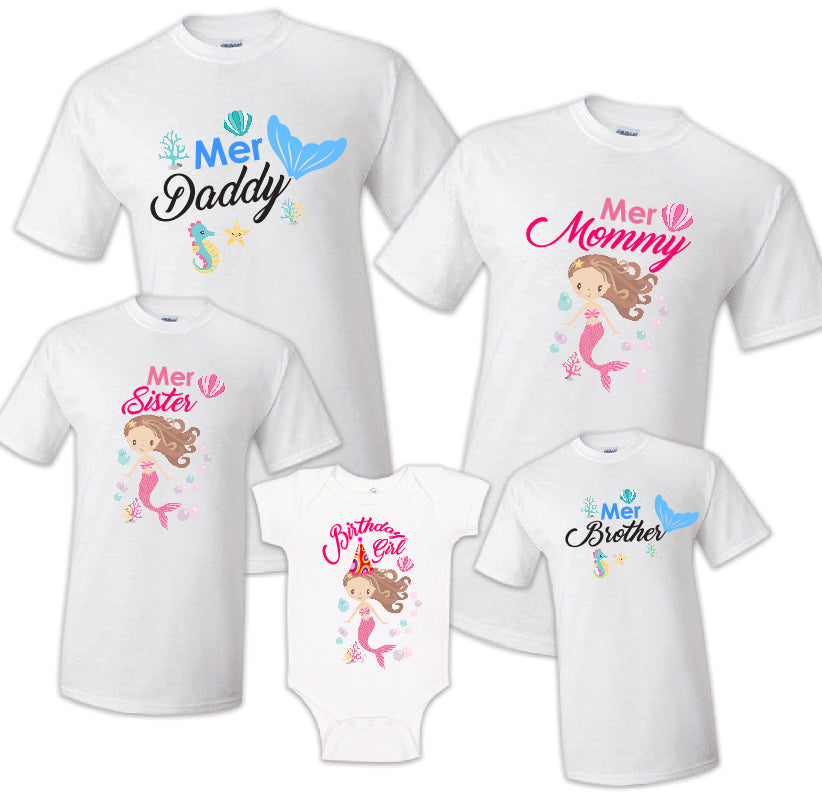 Mermaid Family Matching Birthday Party T-shirts Shirt Celebration Reunion Kids 2
