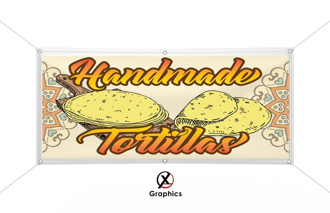 Handmade Tortillas Vinyl Banner advertising Sign Full color any size Indoor Outdoor Advertising Vinyl Sign With Metal Grommets Tortillas