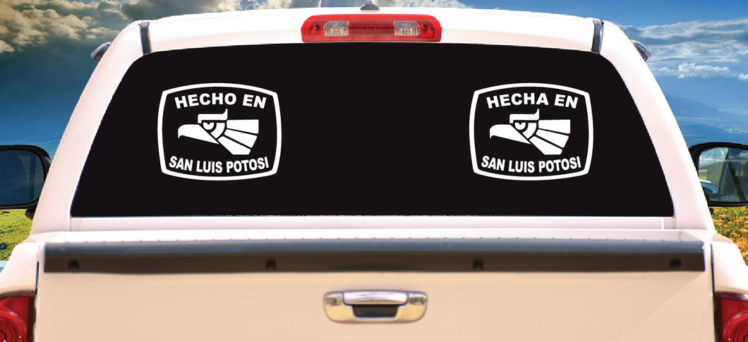 Hecha en San Luis Potosi letters Decal Car Window Laptop Flag Vinyl Sticker Mexico SLP Mexican Sticker, Trucking, Trokiando Trucks decal MX