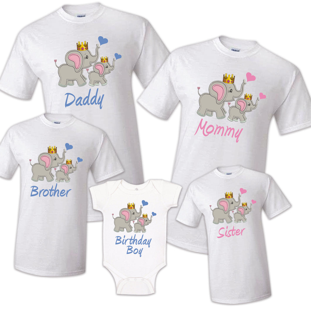 Elephant Birthday Matching T-shirt Party Family Kid Reunion Celebration Tee Shirt