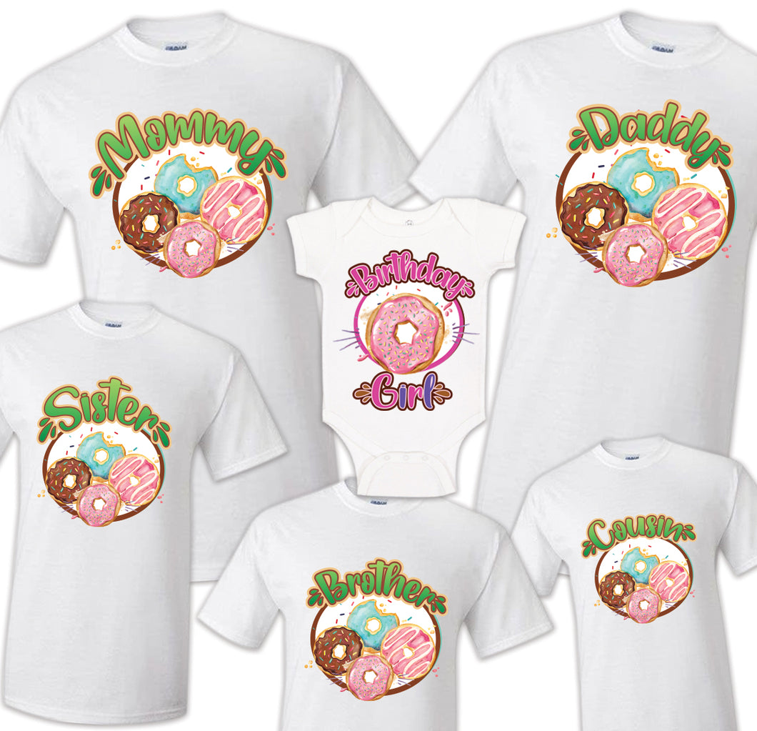 Donut Birthday T Shirt Birthday Matching T-shirts Party Family Kid Reunion