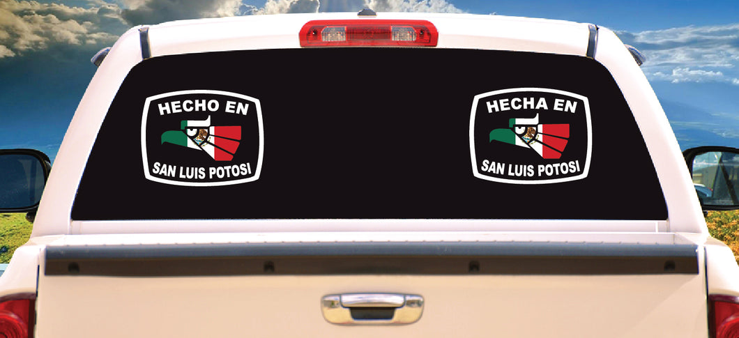 Hecha en San Luis Potosi letters Decal Car Window Laptop Flag Vinyl Sticker Mexico SLP Mexican Sticker, Trucking, Trokiando Trucks decal MX