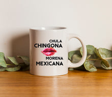 Load image into Gallery viewer, Chula Chingona Mugs Mexicana Mug Lips Mug Coffee drink mug Latina Spanish taza
