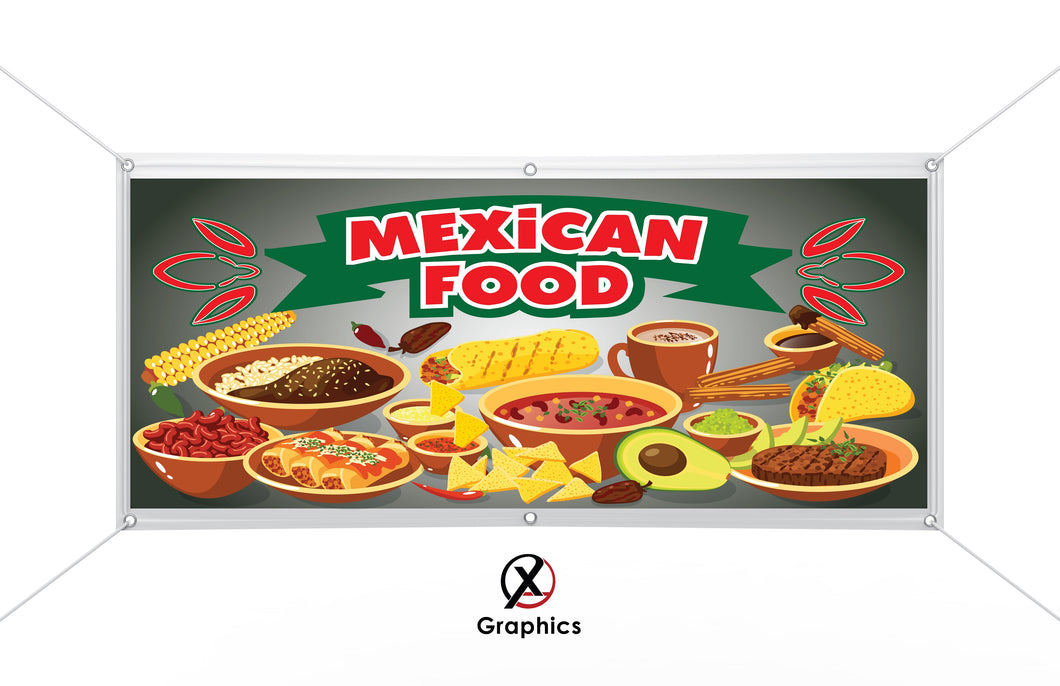Mexican Food #2 Vinyl Banner advertising Sign Full color any size Indoor Outdoor Advertising Vinyl Sign With Metal Grommets Comida Mexicana