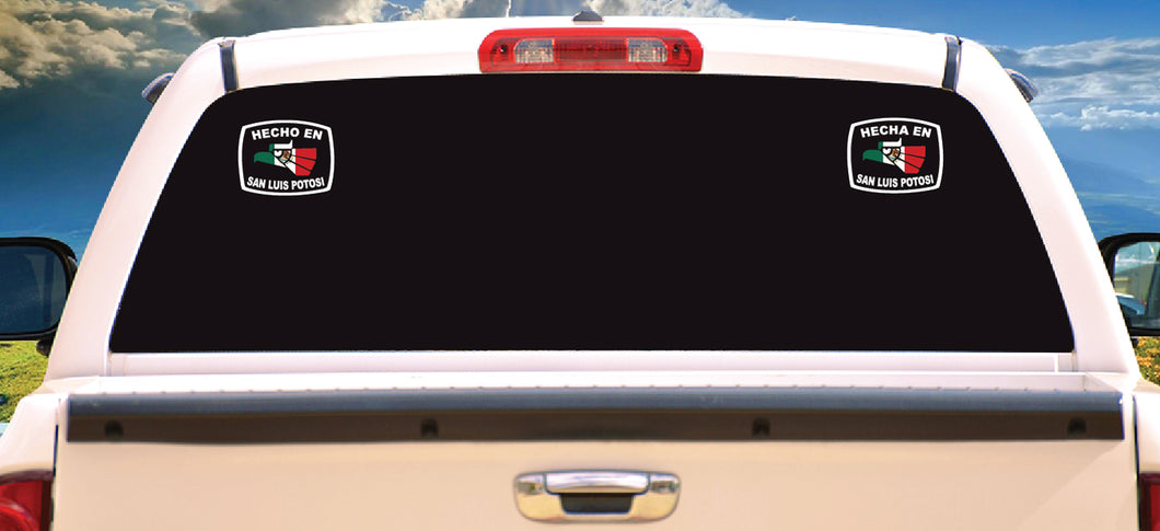 Hecha en San Luis Potosi letters Decal Car Window Laptop Flag Vinyl Sticker Mexico SLP Mexican Sticker, Trucking, Trokiando Trucks decal MX
