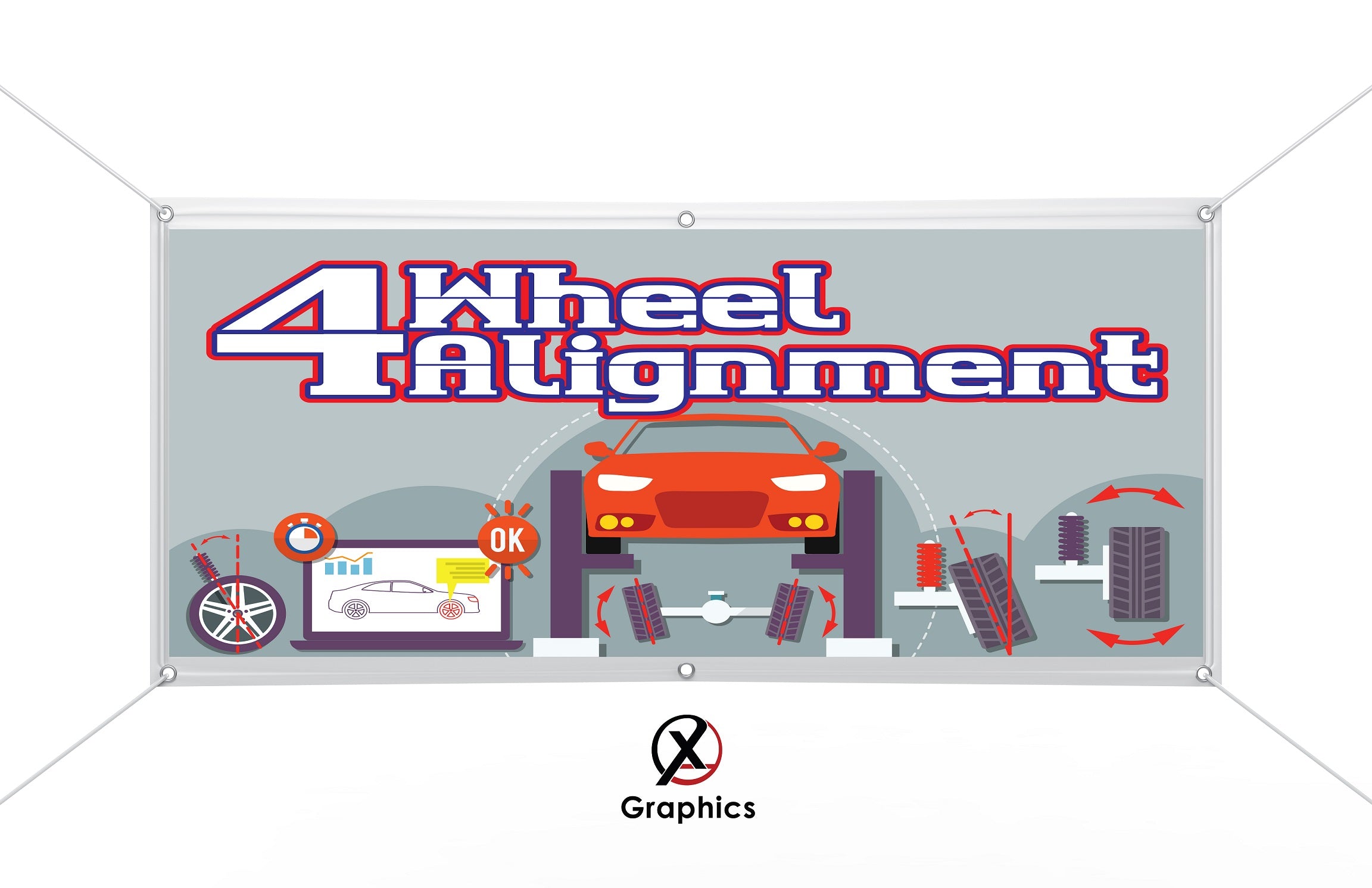 Wheel Alignment Advertisement 4 Wheel Alignment Vinyl Banner advertising Sign Full color any size In ...