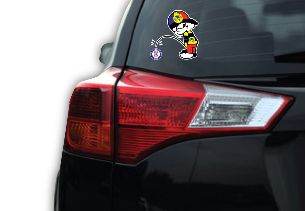 America orinando Cruz Azul Decal Car Window Laptop Vinyl Sticker soccer America peeing decal america futbol logo sticker