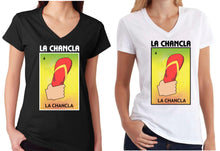 Load image into Gallery viewer, La Chancla V-Neck Loteria Tee Shirt Mexican Bingo Funny Polaca Lottery Game
