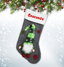 Load image into Gallery viewer, Personalized Christmas stocking embroidered, Knitted Rudolph, christmas gift

