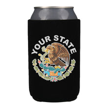 Load image into Gallery viewer, Escudo Koozie Mexican Flag Beer Can holder Mexican eagle (Black/Purple/Red)
