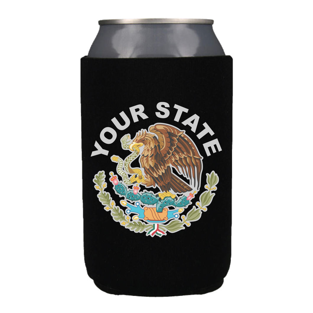 Escudo Koozie Mexican Flag Beer Can holder Mexican eagle (Black/Purple/Red)
