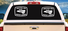 Load image into Gallery viewer, Hecha en Nuevo Laredo letters Decal Car Window Laptop Flag Vinyl Sticker Mexico SLP Mexican Sticker, Trucking, Trokiando Trucks decal MX NL
