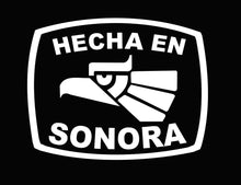 Load image into Gallery viewer, Hecha en Sonora letters Decal Car Window Laptop Flag Vinyl Sticker Mexico SLP Mexican Sticker, Trucking, Trokiando Trucks decal MX SON
