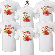 Load image into Gallery viewer, Sweet one strawberry Family T-shirt Birthday Matching shirts Party Celebration
