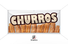 Load image into Gallery viewer, Churros Vinyl Banner advertising Sign Full color any size Indoor Outdoor Advertising Vinyl Sign With Metal Grommets
