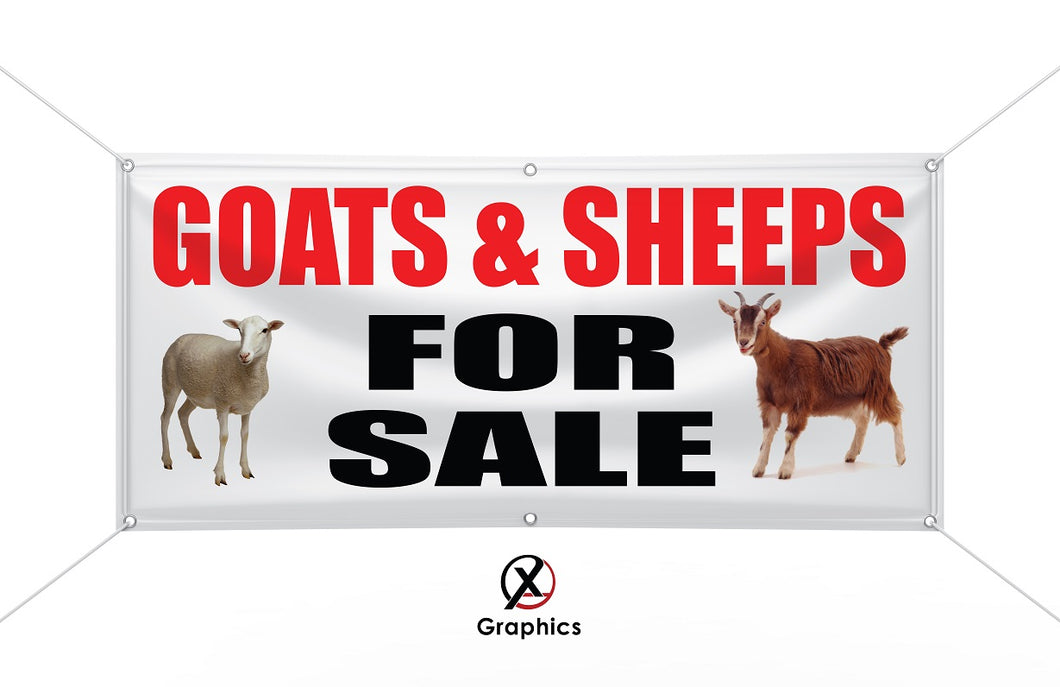 Goats & Sheeps for sale Vinyl Banner advertising Sign Full color any size Indoor Outdoor Advertising Vinyl Sign With Metal Grommets farm
