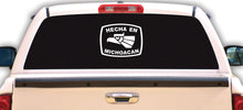 Load image into Gallery viewer, Hecha en Michoacan letters Decal Car Window Laptop Flag Vinyl Sticker Mexico MICH Mexican Sticker, Trucking, Trokiando Trucks decal MX Mex
