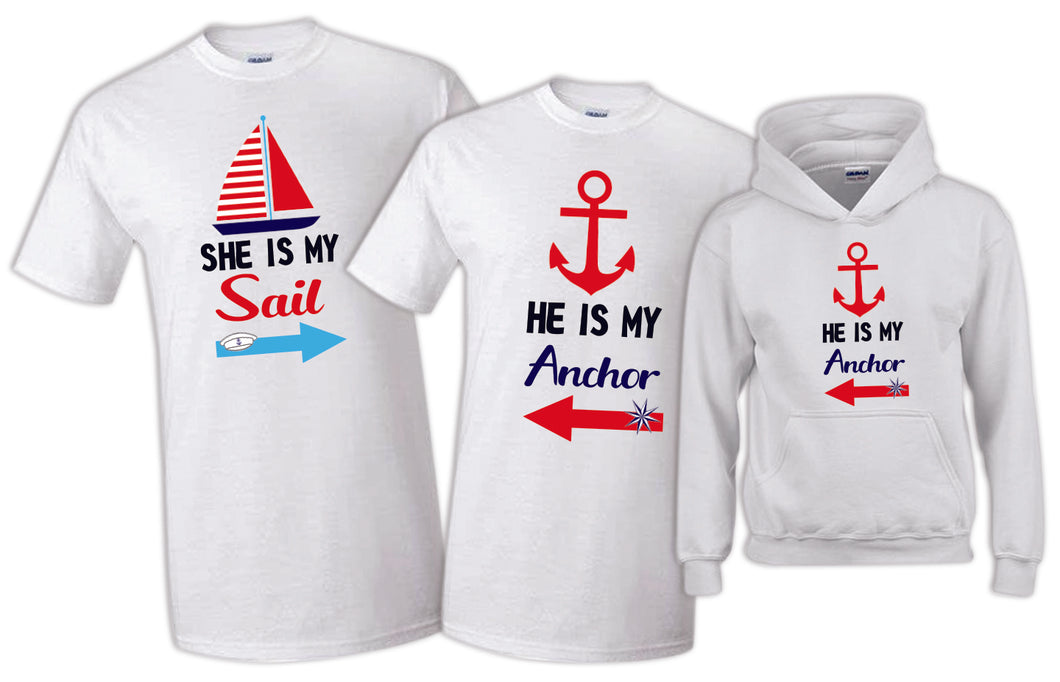 Couples Matching Shirt My Sail Anchor Boat Yatch TSHIRT / HOODIE Wife Husband Matching